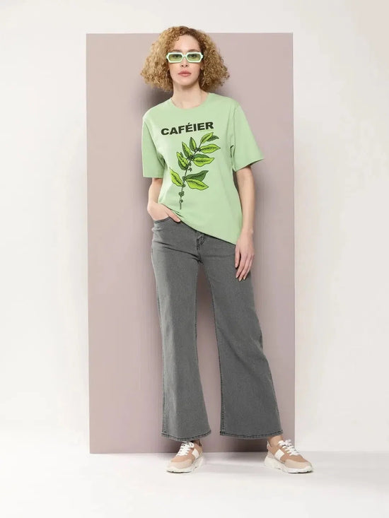 Dillinger Green Graphic Oversized T-Shirt-WMNCR473PGRN-XS