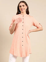 Women's Peach Printed A-Line Kurti-AE-444108-Peach