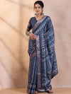 Saree Mall Women's  Blend Navy Blue Printed Designer Saree With Blouse Piece-HOLAND74A