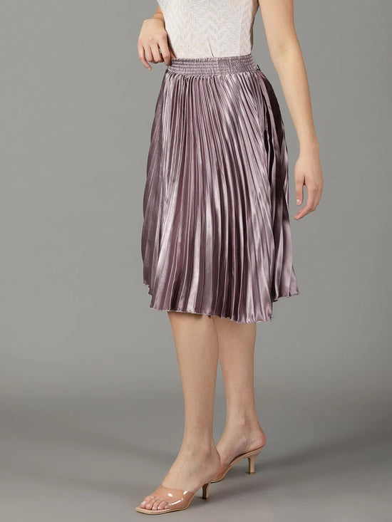 Women's Violet Solid Flared Skirt-AE-10349-Violet