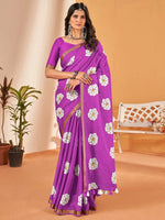 Saree Mall Women's Cotton Slub Magenta Printed Designer Saree With Blouse Piece-NAVYA120