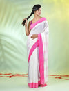 White Cotton Soft Saree With Contrasted Borders-MA62CT33720064