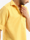 Men Yellow Solid Shirt Collar Casual Short Kurta-LAGOM-2022-Yellow