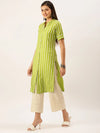 Women's Green Striped Straight Kurta-SKC-3233-Green