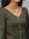 Women's Green Printed Tops-AE-10312-Oliveblack