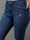 Women's Navy Blue Solid Slim Fit Denim Jeans-GZ-5206-Navyblue