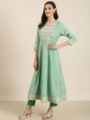 Women Green Floral Anarkali Kurta-RF-1961-Green