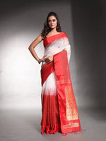 White Cotton Soft Saree With Ikkat Style-MA54BCT041490028