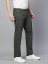 Genips Men's Olive Green Cotton Stretch Rico Slim Fit Solid Casual Chinos