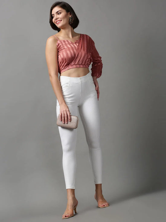 Women's Mauve Solid Crop Top-AE-10404-Mauve