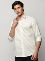 Men White Solid Casual Casual Shirts-TAVANTAPLAIN-5532-White