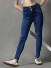 Women's Blue Solid Skinny Fit Denim Jeans-GZ-5319-1-Blue