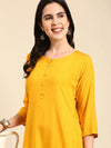 Women's Yellow Solid Straight Kurti-BGR-001-Yellow