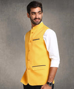 Hangup Men Standard Solid Men's Indian Wear-Yellow_1_2_Nehru