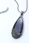 Black Stone Studded Pandent Necklace-VOJ225