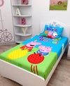 Athom Living Smile Peppa Pig Digital Printed Cotton Kids Single Bedsheet 147x223 cm with Pillow Cover-PEP-03-244-S