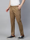 Genips Men's Cotton Stretch Caribbean Slim Fit Self Design Khakhi Trousers