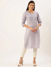 Women's Purple Solid Straight Kurta-DF-1199-Lavender