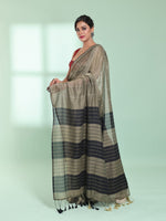 Ecru Cotton Saree With Sequine Work-MA59CT06540056