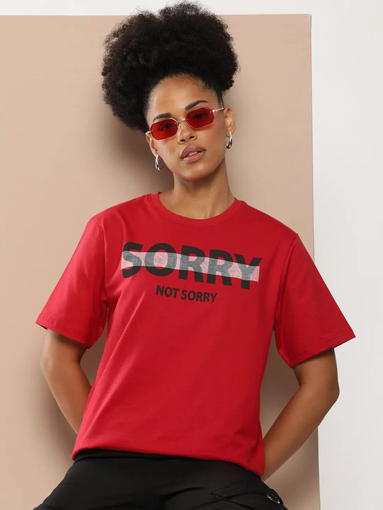 Difference of Opinion Red Graphic Oversized T-Shirt