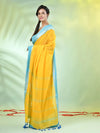 Yellow Cotton Soft Saree With Contrasted Borders-MA62CT33720060