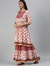 Women's Peach Printed Kurta Sets-FS2349-Peach