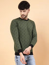 Rigo Olive Green All Over Printed Round Neck Fleece Sweatshirt