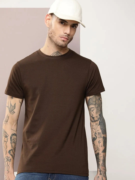 Dillinger Men's Brown Plain T-Shirt-DLCR18160CHO-S