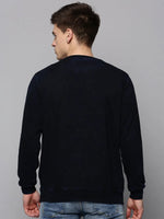 Men Navy Printed Sweatshirt-EX-6000-Navyblue