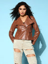 Women Solid Standard Brown Jacket