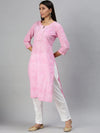 Women's Pink & White Striped Kurta Sets-JC26-Pink-White