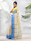 Cream Pure Cotton Tant Saree With Woven Designs-MA51TT43430129