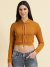 Women's Camel Brown Solid Sweatshirt-AE-10639-Camelbrown