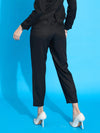 Women Black Rayon Tencil Tapered Pants