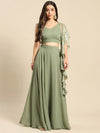 Flared skirt with crop top in Pista Green