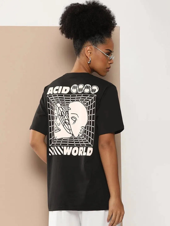 Difference of Opinion Black Graphic Oversized T-Shirt-DOWMN312BLK-XS