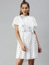 Women's White Printed Shirt Dress-ON-S05-White