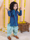 BownBee Boys Hand Embroidered Silk Kurta Sherwani- Blue