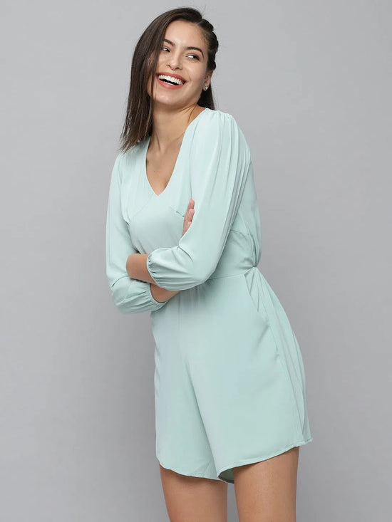 Women's Sea Green Solid Jumpsuit-AE-9984-Seagreen