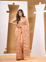 Beige Cotton Blend Handwoven Saree With Paisey Motifs-MA53BCT041400059