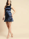 Bottom flare mini dress in Navy