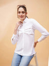 Women White Pleated Detail Shirt