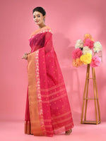 Hot Pink Pure Cotton Tant Saree With Woven Designs-MA51TT43480075