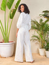 Women White Ditsy Floral Wrap Top With Palazzo Pants