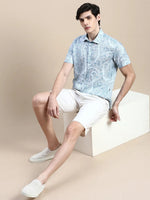 Men Blue Floral Casual Shirt-GEORGE-1636-Blue