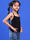 Tales & Stories Girls Black Lycra Regular Fit Spaghetti Sleeve Solid Camisole