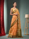 Honey Yellow Blended Silk Handwoven Ajrakh Print Saree-MA50BSL34830023