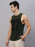 Rigo Mint Printed Round Neck Sleeveless T-Shirt Vest-SD04221065-L