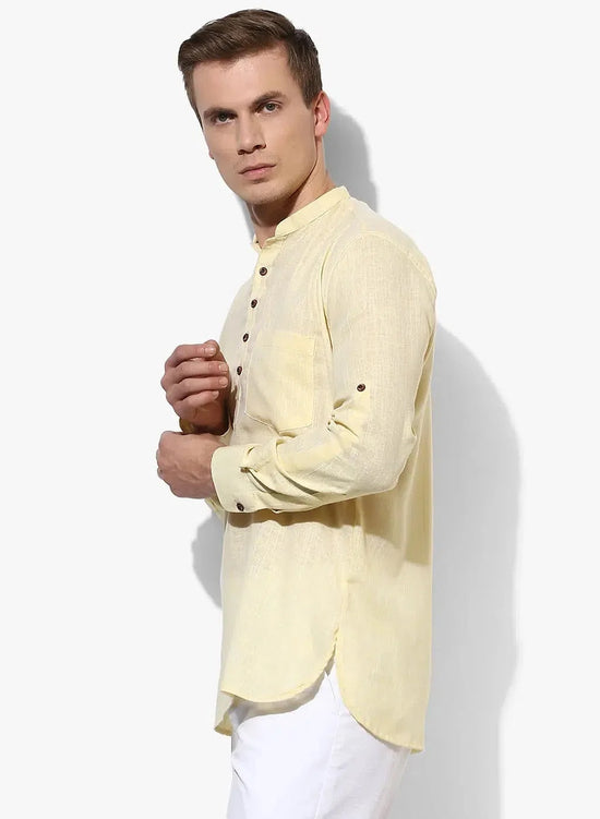 Hangup Men Slim Solid Men's Indian Wear-LemonKurta