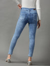 Women's Blue Solid Skinny Fit Denim Jeans-GZ-5317-2-Blue